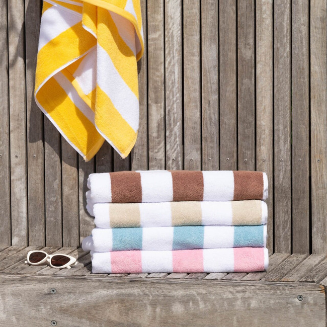 Striped Cabana Cotton Terry Beach Towel - Sunshine