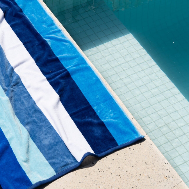 Sorrentina Velour Beach Towel - Salento Azure