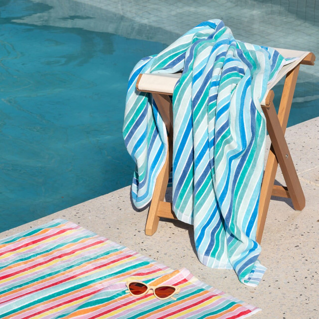 Sorrentina Velour Beach Towel - Multiplo Lagoon