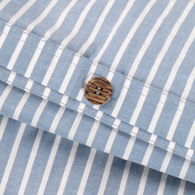 Modella Oxford Stripe Quilt Cover Set - Chambray (Free Pillowcases)