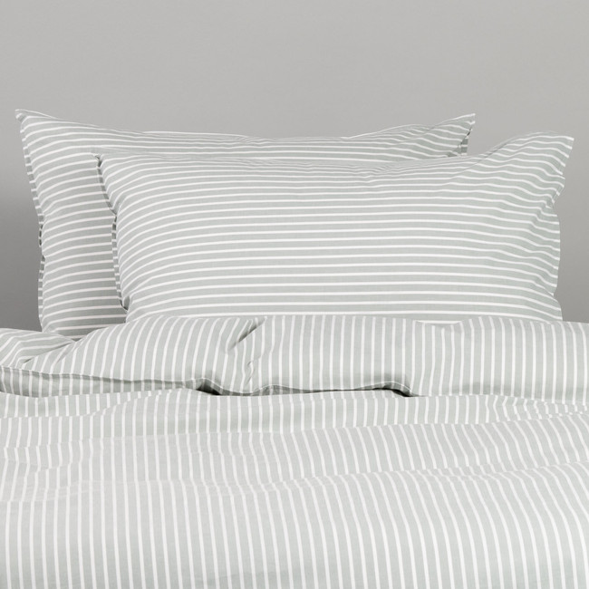 Modella Oxford Stripe Quilt Cover Set - Gum (Free Pillowcases)