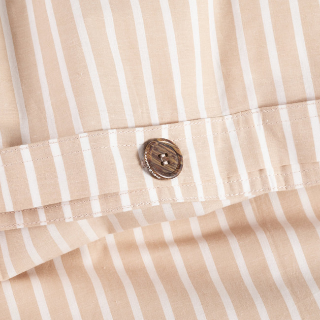 Modella Oxford Stripe Quilt Cover Set - Oak (Free Pillowcases)