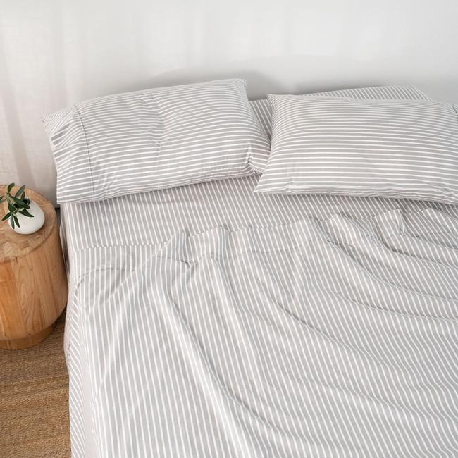 Modella Oxford Stripe Sheet Set - Grey