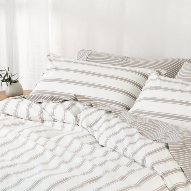 Modella Oxford Stripe Sheet Set - Grey
