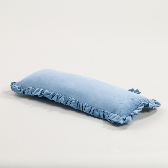 Modella Velvet Ruffle Lumbar Cushion - Chambray (Free Insert)
