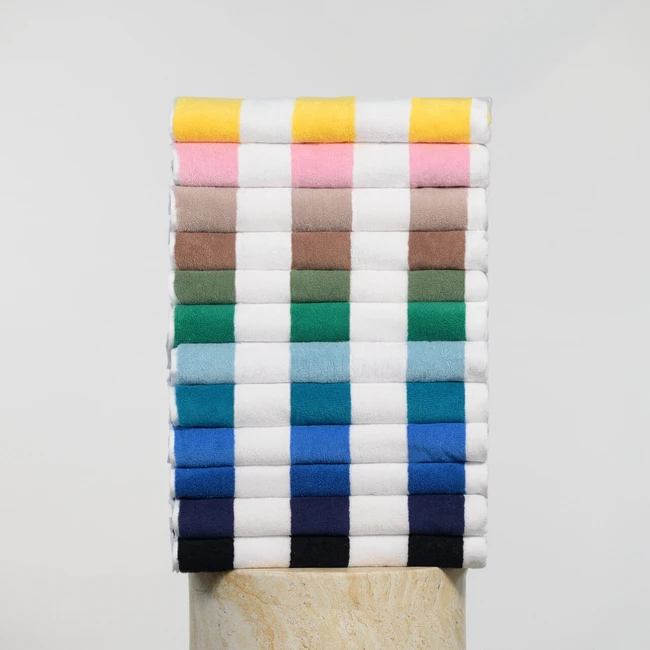 Striped Cabana Cotton Terry Beach Towel - Olive