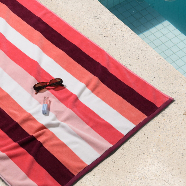 Sorrentina Velour Beach Towel - Linea Berry