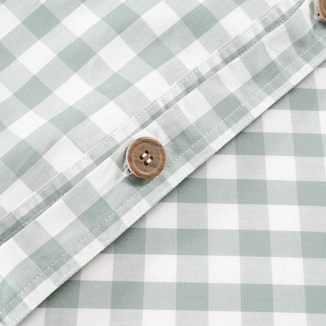 Modella Gingham Quilt Cover Set - Sage (Free Pillowcases)
