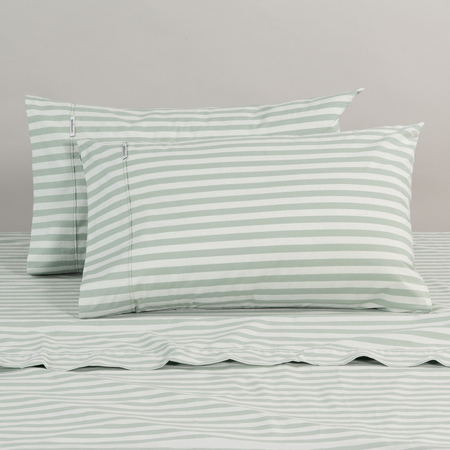 Modella Stripe Sheet Set - Sage/Dusty Green