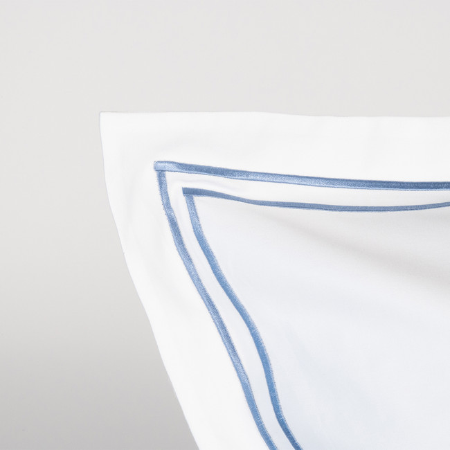 1000 Thread Count Blue Twin Line Embroidered European Pillowcase Pair - Palazzo Royale