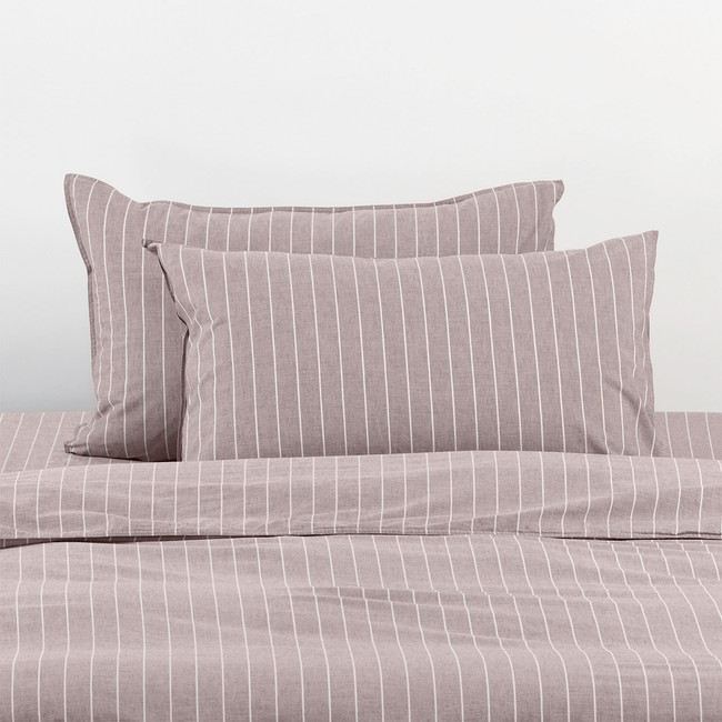 Softwash Cotton Coffee Stripe Quilt Cover Set - Vintage (Free Pillowcases)