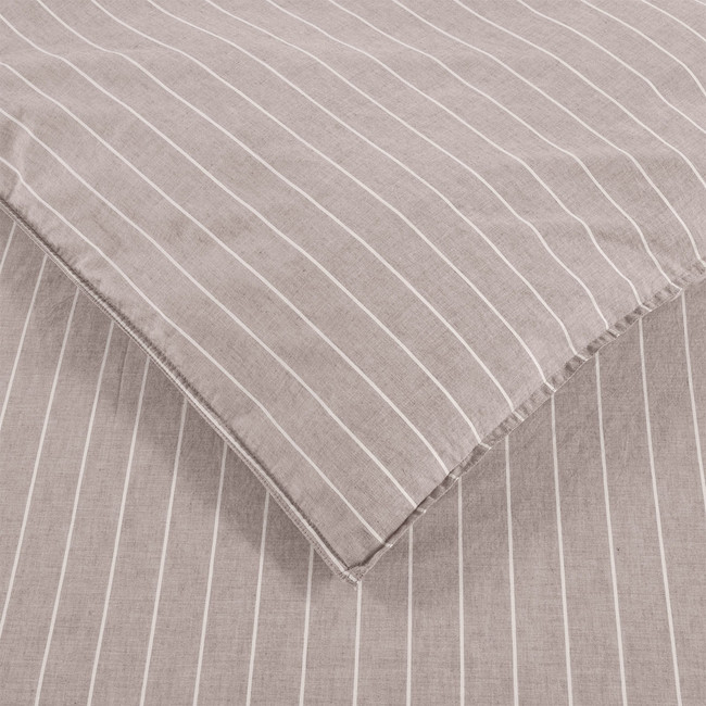 Softwash Cotton Coffee Stripe Quilt Cover Set - Vintage (Free Pillowcases)