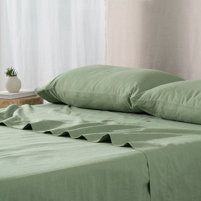 French Linen Cotton Moss Sheet Set - Sereno