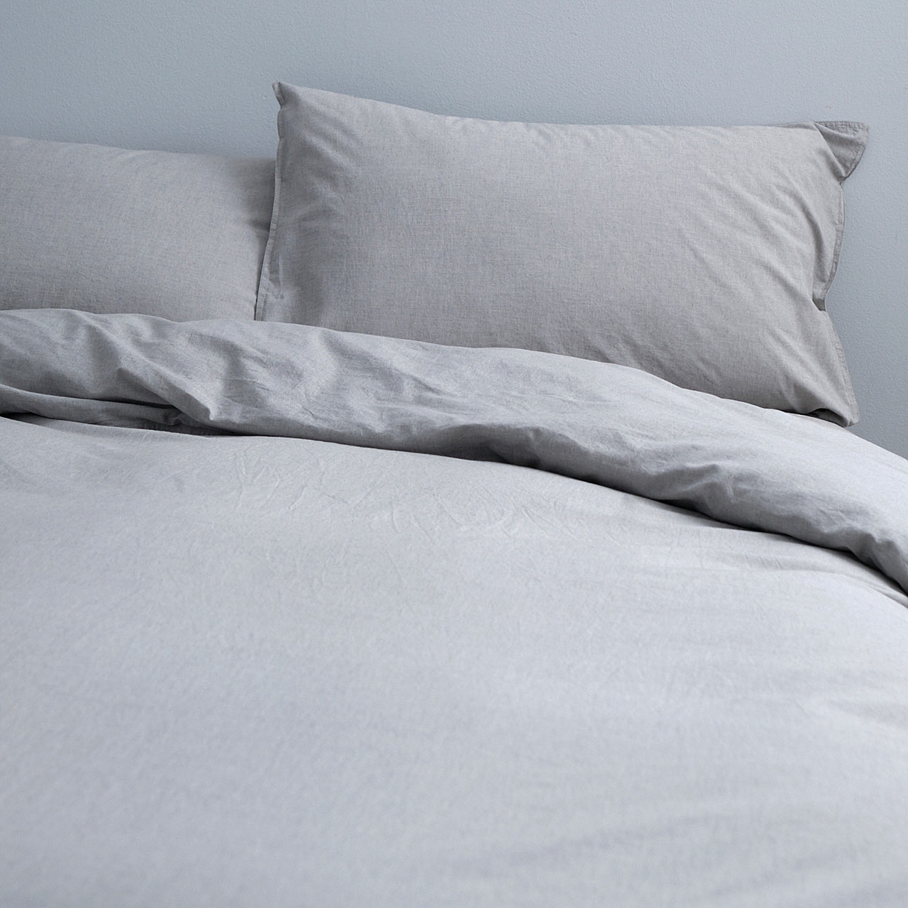 Softwash Cotton Quilt Cover Set - Vintage (Free Pillowcases) - Smokey Grey Melange - Single