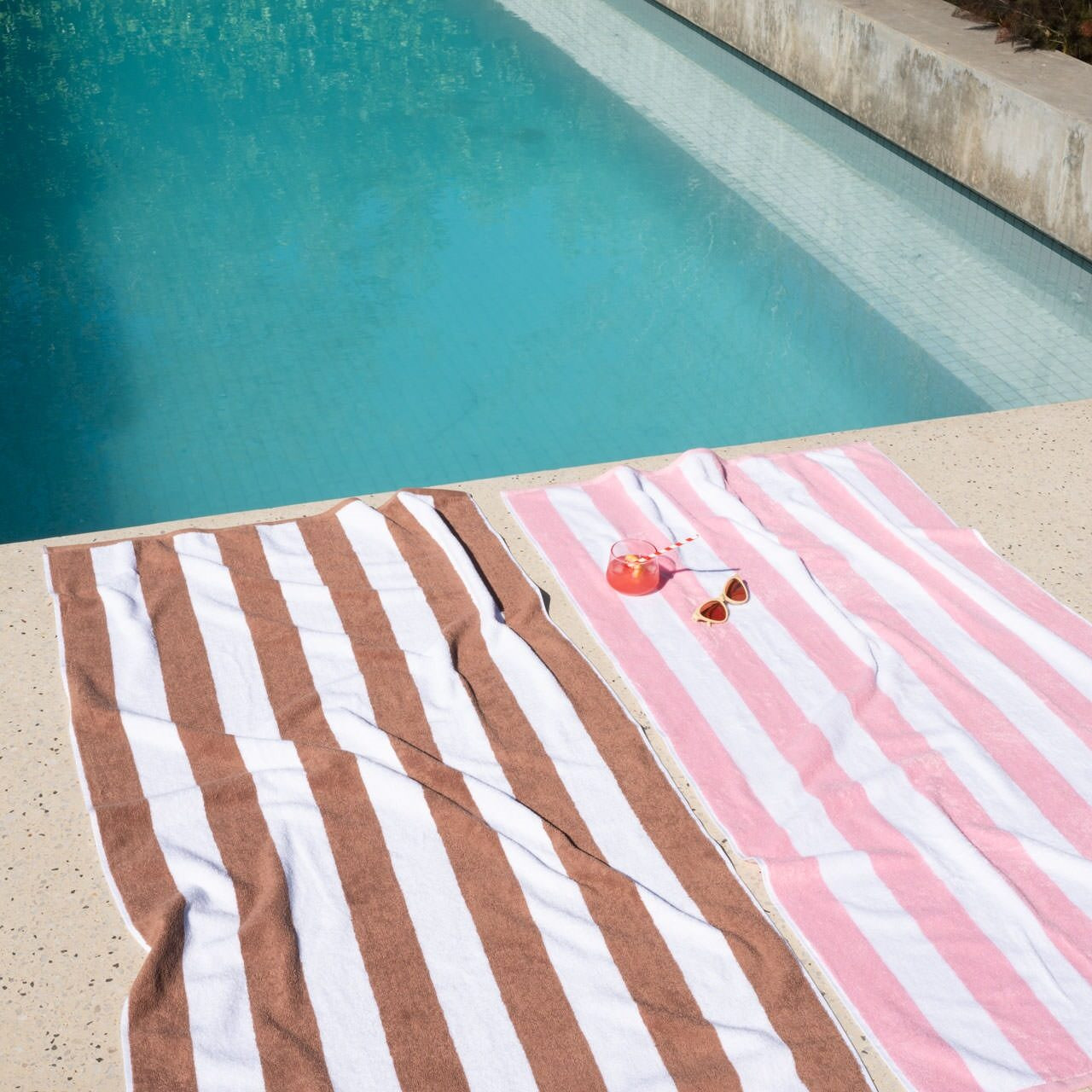 Cabana Striped Terry Velour Beach Towel - Hot Pink & White, 35x60 Inches, 100% Ring Spun Cotton - View #7