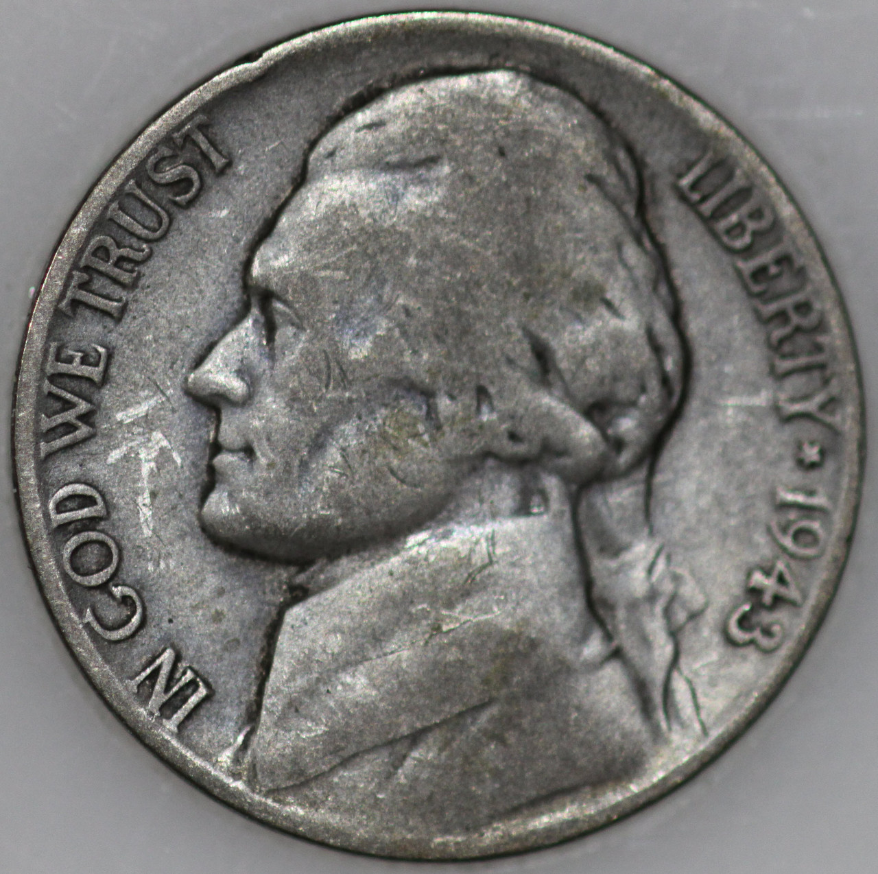 1943-P Jefferson War Nickel 35% Silver 5c Coin As Shown [SN01