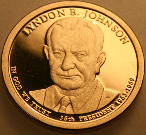 2015-S Presidential Dollar Lyndon Johnson LJ Proof Golden