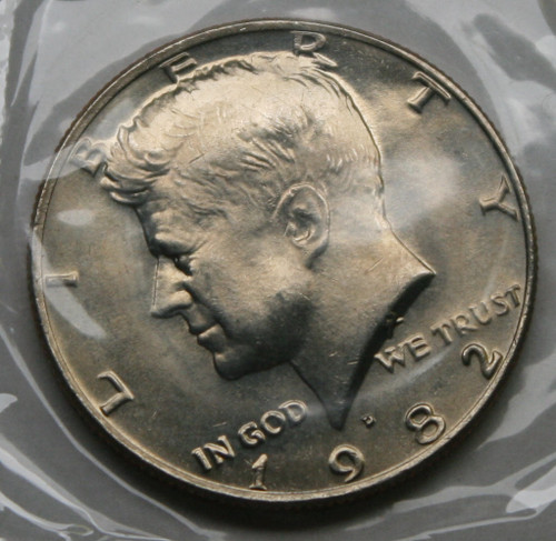 1982-D Kennedy Half From Souvenir Set. You will receive the coin shown [SN01]