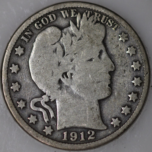 1912-S Barber Half Dollar 90% Silver. You will receive the coin shown [SN01]
