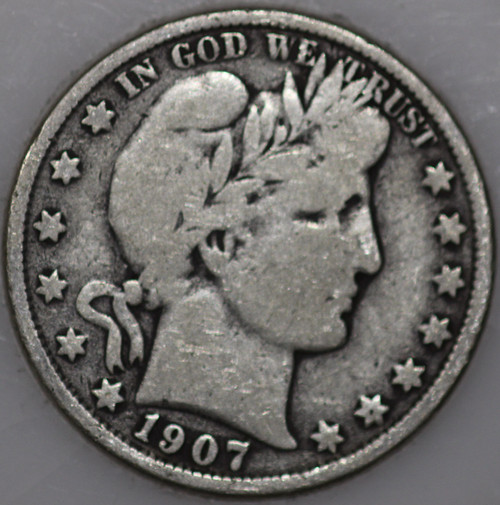 1907-O Barber Half Dollar 90% Silver, Over 100 Years Old As Shown [SN03]