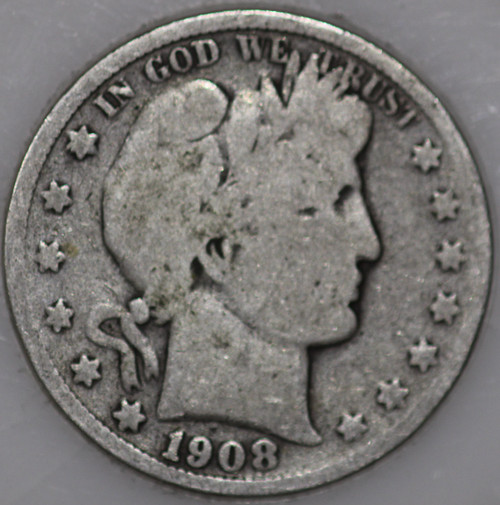 1908-S Barber Half Dollar 90% Silver, Over 100 Years Old As Shown [SN01]