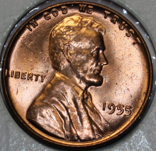1955-P Lincoln Wheat Cent Uncirculated BU. You get the coin shown [SN01]