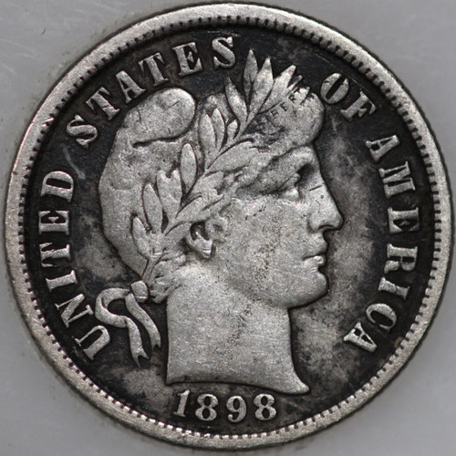 1898-P Barber Dime, 90% Silver and Over 100 years Old As Shown [SN02]