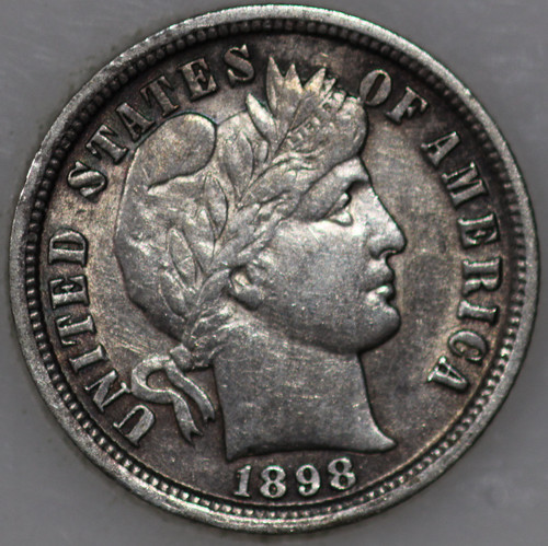 1898-P Barber Dime, 90% Silver and Over 100 years Old As Shown [SN03]