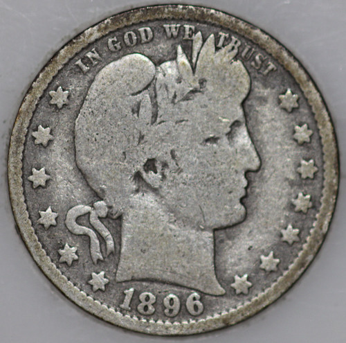 1896-O Barber Quarter 90% Silver, 100+ years Old As Shown [SN03]