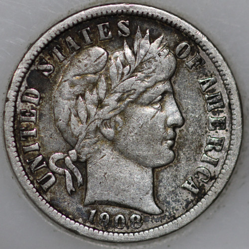 1908-D Barber Dime 90% Silver, 100+ years Old As Shown [SN01]