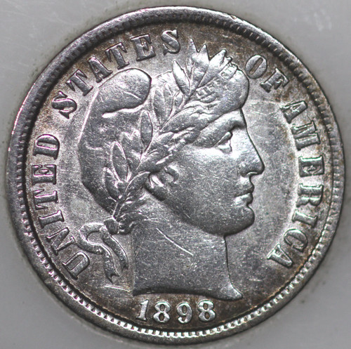 1898-P Barber Dime 90% Silver, 100+ years Old As Shown [SN04]