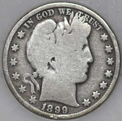 1899-P Barber Half Dollar 90% Silver, 100+ years Old As Shown [SN01]
