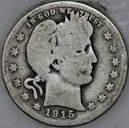 1915-S Barber Quarter 90% Silver, 100+ years Old As Shown [SN04]