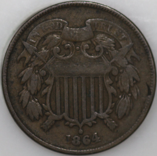1864-P Two Cent Piece Large Motto, over 150 years old [SN03]