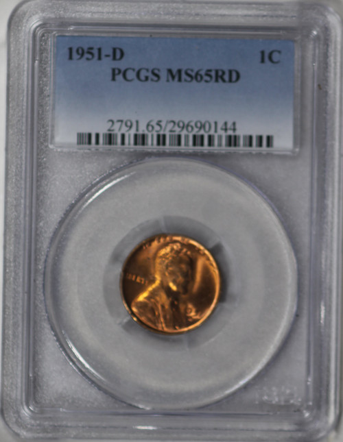 1951-D Lincoln Wheat Cent Uncirculated MS65 Certified by PCGS 29690144