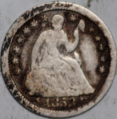 1853-O Seated Liberty Half Dime from the 1800's As Shown [SN01]