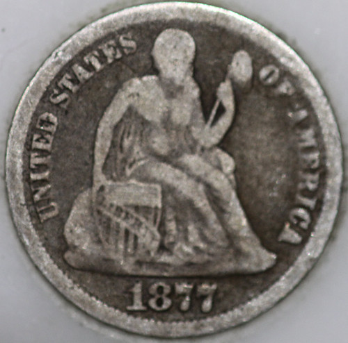 1877-P Seated Liberty Dime 90% Silver, 100+ years Old As Shown [SN03]