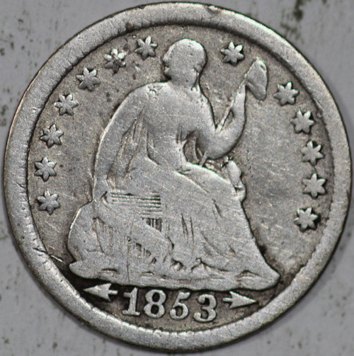 1853-P Seated Liberty Half Dime With Arrows from the 1800's As Shown [SN01]