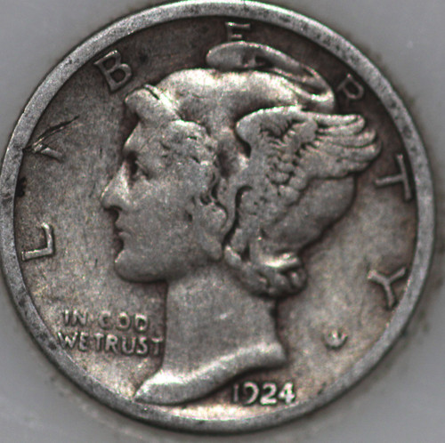 1924-S Mercury Dime 90% Silver, Popular Collector Coin As Shown [SN01]