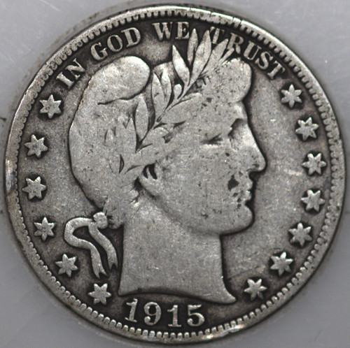 1915-S Barber Half Dollar 90% Silver, 100+ years Old As Shown [SN02]