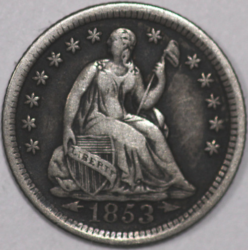 1853-P Seated Liberty Half Dime 90% Silver from the 1800's As Shown [SN02]