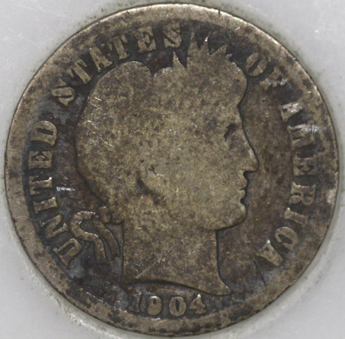 1904-P Barber Dime 90% Silver, 100+ years Old As Shown [SN01]