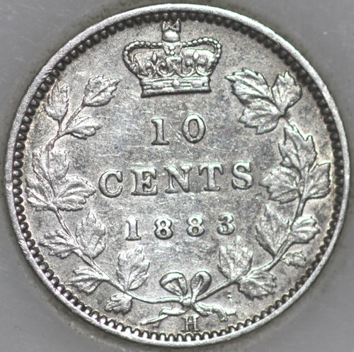 1883-H Canadian 10 Cents 80% Silver With Very Little Wear As Shown