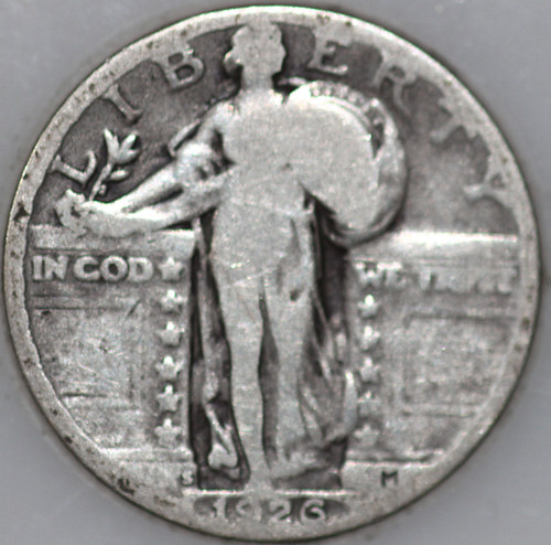 1926-S Standing Liberty Quarter 90% Silver, Classic Coin As Shown [SN01]