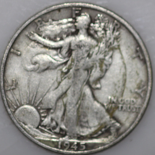 1945-S Walking Liberty Half Dollar 90% Silver, As Shown [SN02]