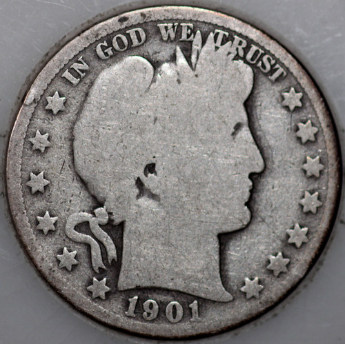 1901-S Barber Half Dollar 90% Silver, 100+ years Old As Shown [SN02]