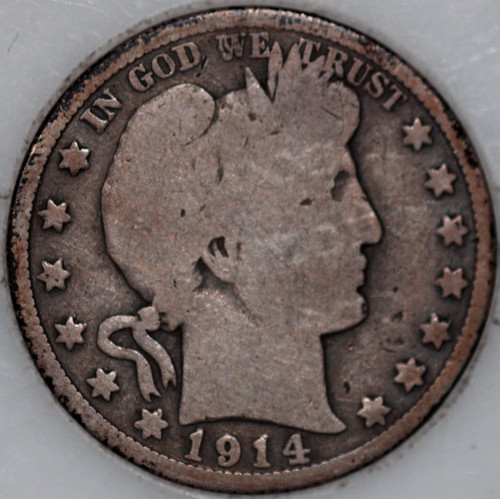 1914-P Barber Half Dollar 90% Silver, 100+ years Old As Shown [SN01]