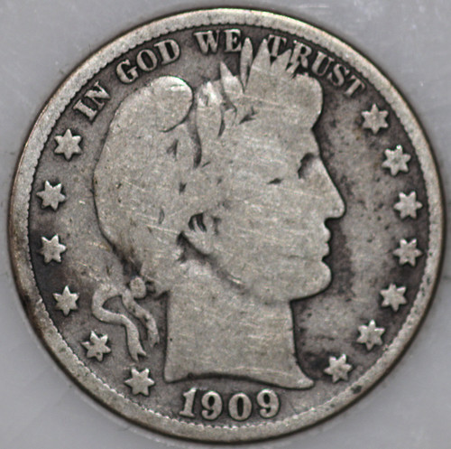 1909-P Barber Half Dollar 90% Silver, 100+ years Old As Shown [SN03]