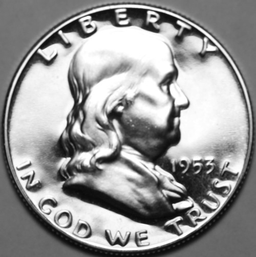 1953-P Franklin Half Dollar 90% Silver Proof Cameo As Shown