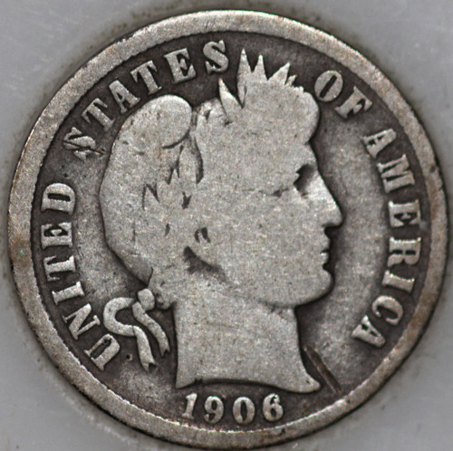 1906-P Barber Dime 90% Silver, 100+ years Old As Shown [SN01]